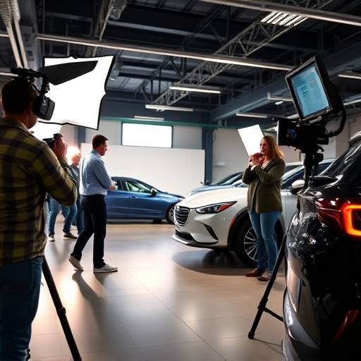 Behind-the-scenes shot from a commercial shoot for a local car dealership.